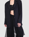 Pinstripe Cut-Outs Blazer