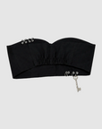 crop top con detalle de llave y resorte en espalda, crop top negro, crop top para mujer, top para mujer, top de diseño original, top en mezcla de algodón, top con botones, crop top con botones, diseño mexicano, hecho a mano, hecho en México