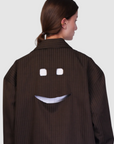 Pinstripe Cut-Outs Overshirt