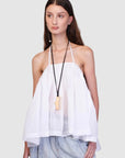 top falda multifuncional con bolsas, top que se hace falda con bolsas, top corte halter, falda tableada con vuelo, falda con bolsas, falda blanca, falda negra, diseño mexicano, hecho a mano, hecho en México