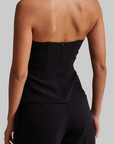 top strapless, top sin mangas, top sin tirantes, top negro, top con mesh, top con siluetas de perfiles acercándose, diseño mexicano, marca mexicana, hecho en México, hecho a mano