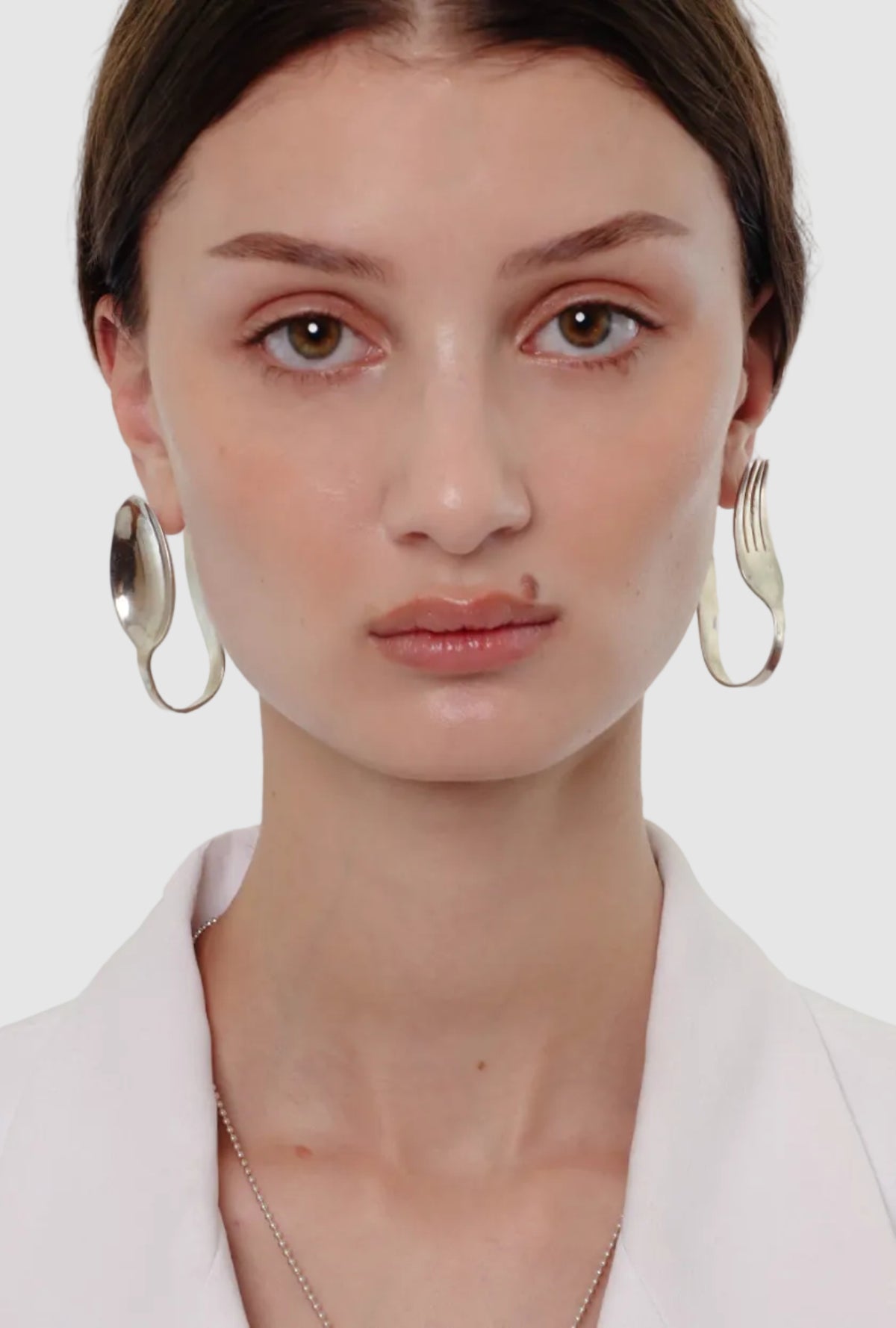 Par de arracadas con forma de tenedor y cuchara de plata, hoops de cubiertos, arracadas de plata, aretes de plata, diseño mexicano, hecho a mano, hecho en México
