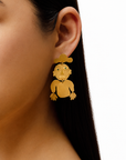 aretes articulados de figuras humanas, hecho a mano, caras, marca mexicana, tumbaga, esmeraldas, arte, aretes grandes, aretes no pesados, regalo de cumpleaños para mujer, regalo de aniversario para mujer, regalo para hombre, diseño mexicano, hecho en México