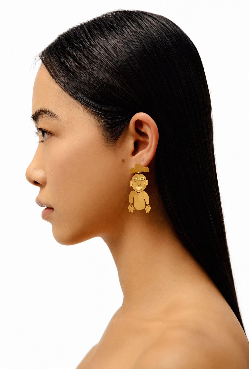 aretes articulados de figuras humanas, hecho a mano, caras, marca mexicana, tumbaga, esmeraldas, arte, aretes grandes, aretes no pesados, regalo de cumpleaños para mujer, regalo de aniversario para mujer, regalo para hombre, diseño mexicano, hecho en México