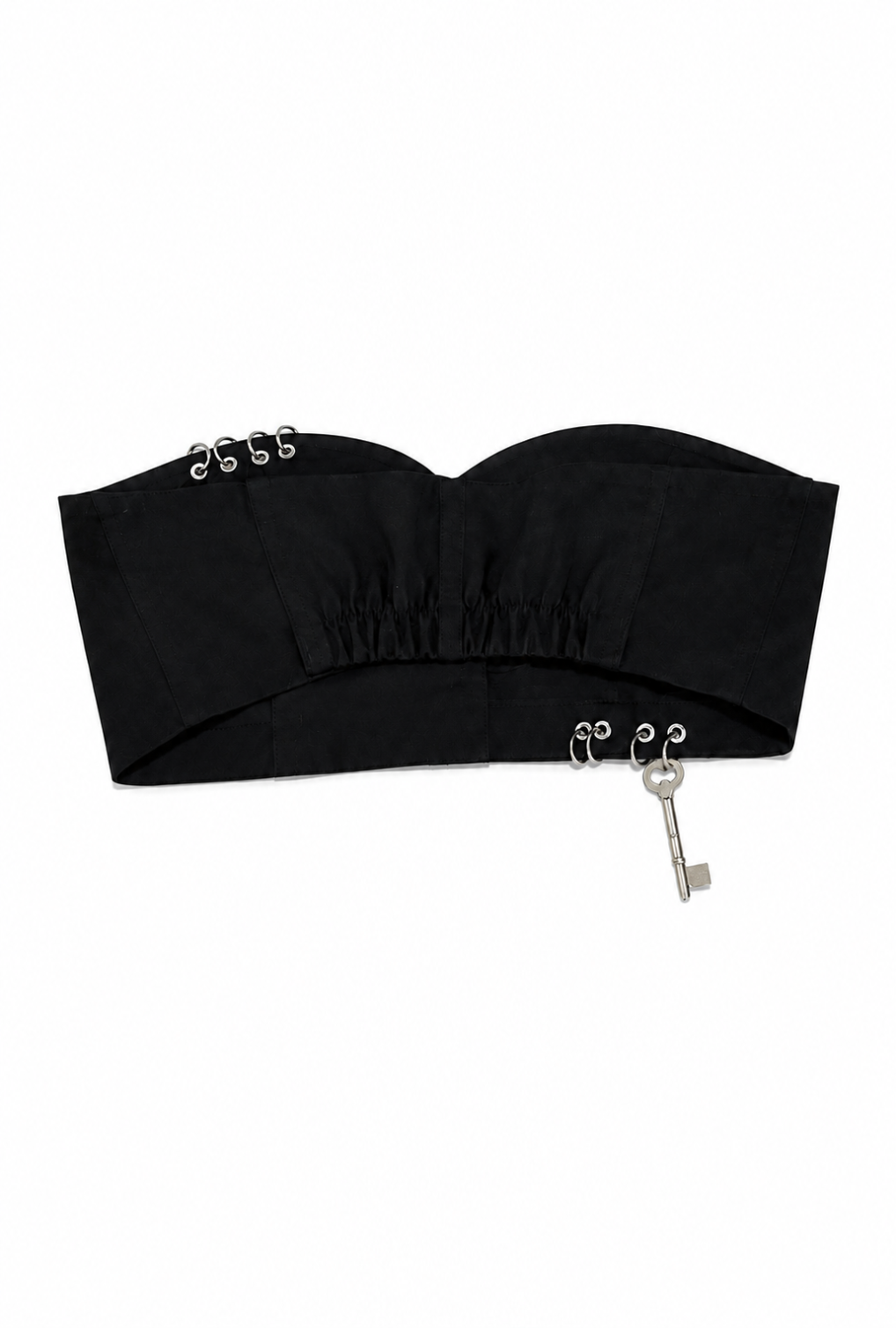crop top con detalle de llave y resorte en espalda, crop top negro, crop top para mujer, top para mujer, top de diseño original, top en mezcla de algodón, top con botones, crop top con botones, diseño mexicano, hecho a mano, hecho en México