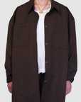 Pinstripe Cut-Outs Overshirt